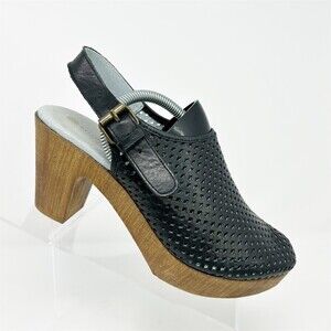 Eric Michael Women's Slingback Mule Clog Heels Black Perforated Leather EU 40
